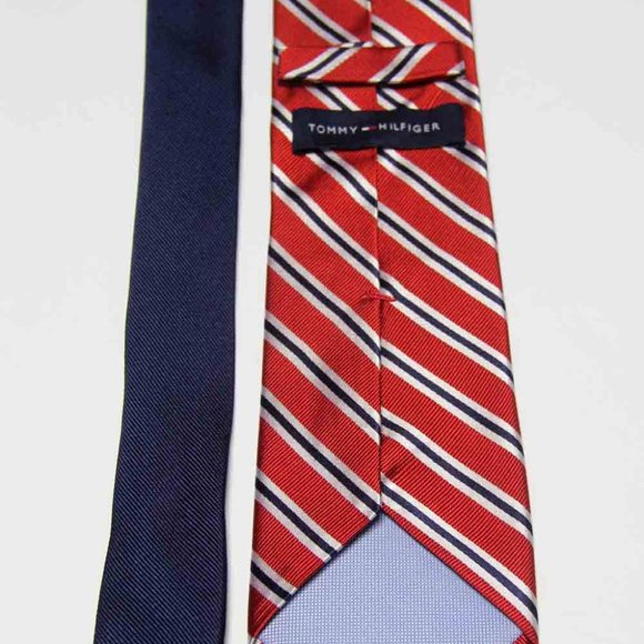 Tommy Hilfiger Striped Tie Red White Black Blue Striped Silk Men's - Picture 2 of 2
